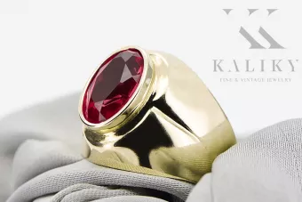 Ring Rubinrot 14 Karat Gelbgold Vintage Schmuck vrc296y